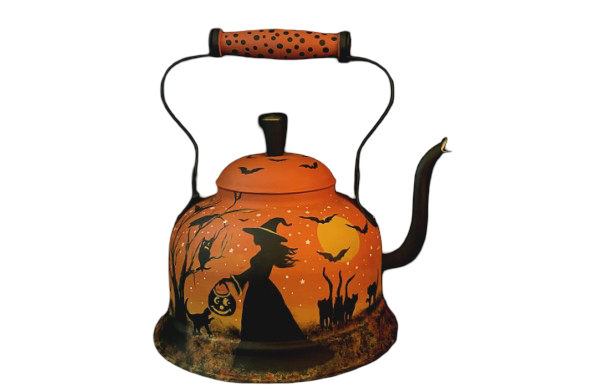 OOAK-Vintage Goose-Neck Copper Kettle – Hand-Painted Halloween Art by Peggy G.
