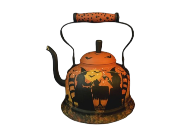 OOAK-Vintage Goose-Neck Copper Kettle – Hand-Painted Halloween Art by Peggy G. additional view
