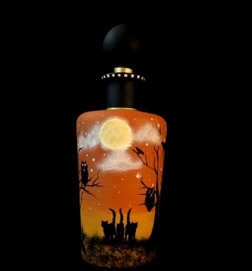 Vintage Crystal Witches Black Cats *Magic Potions* Decanter* HP by- Peggy additional view