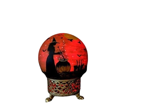 Vintage style Halloween Witch Black cats Electric Crystal ball Light additional view